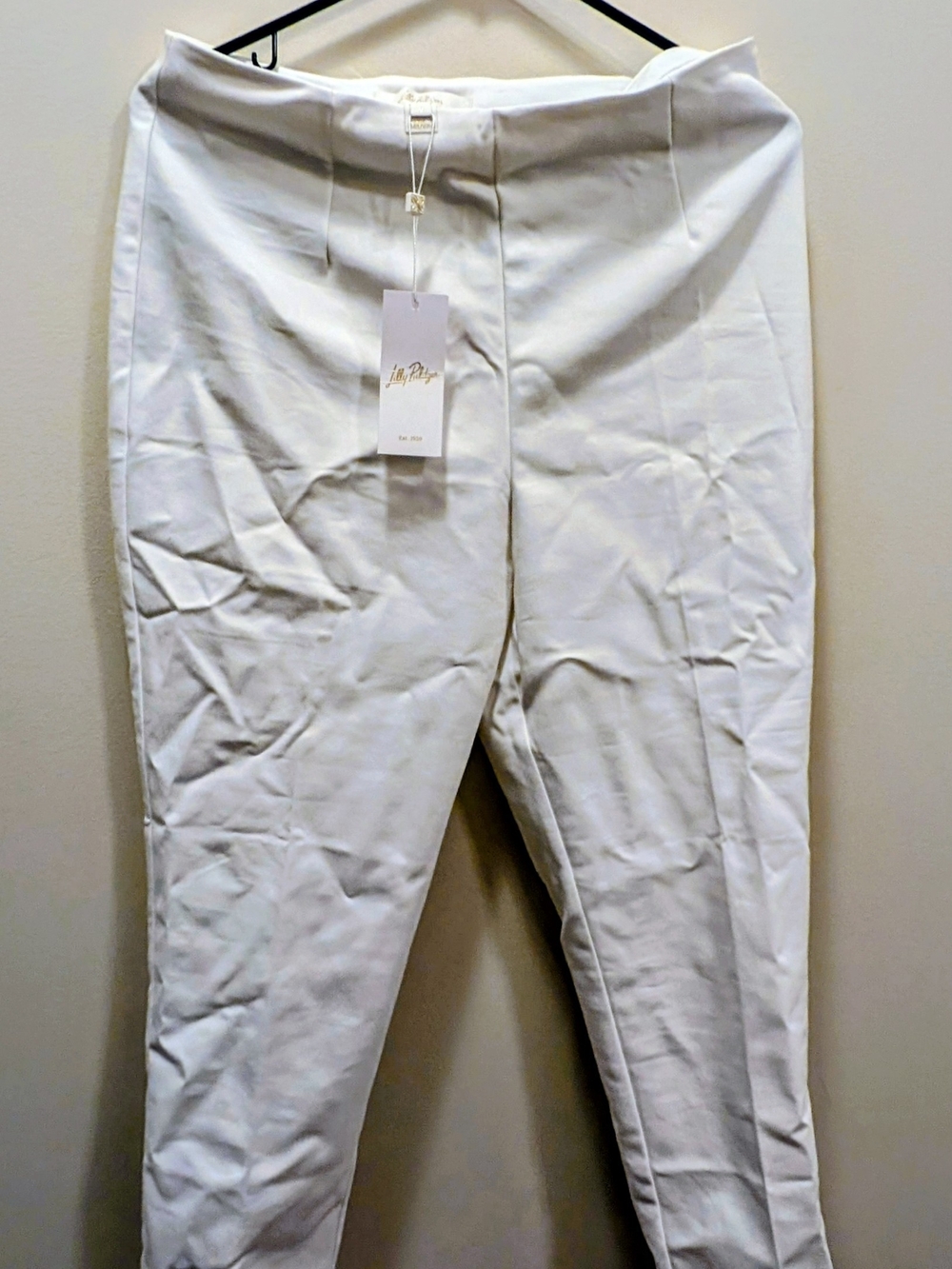 NWT Lilly Pulitzer White Straight-Leg Trousers W Side Zipper